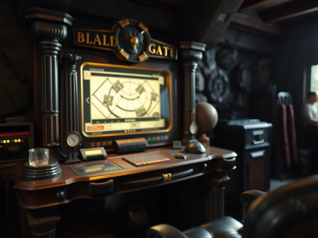 Écran de Baldur's Gate 3 sur une télévision avec une manette PS5 posée à côté, montrant l'interface console et des