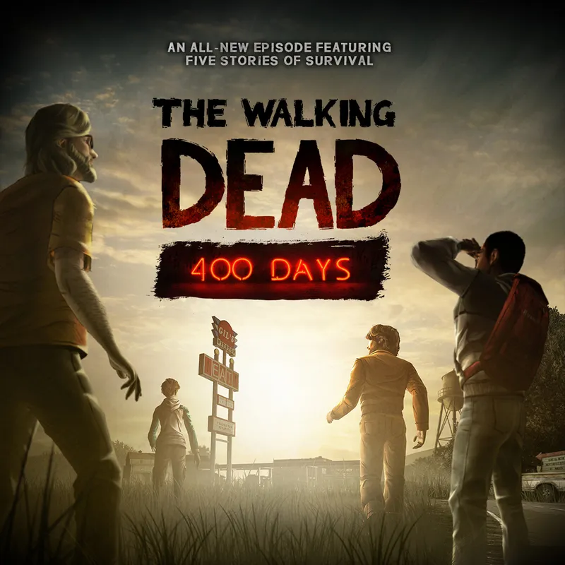 Vince et Shel face à face dans le magasin abandonné, un fusil à la main, pendant le segment narratif de 400 Days.